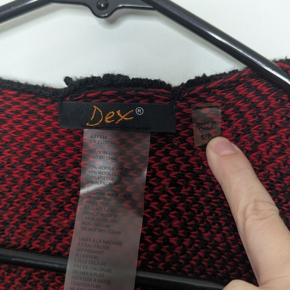 Dex Red & Black Plaid Draped Cardigan Jacket | Size Small - Picture 6 of 7